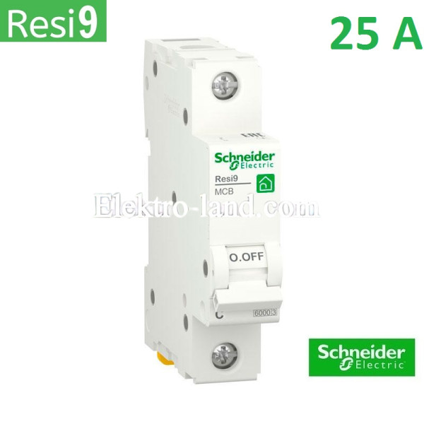 Автоматический выключатель 1Р 25А, C, 6кА, Schneider Electric RESI9 (R9F12125)
